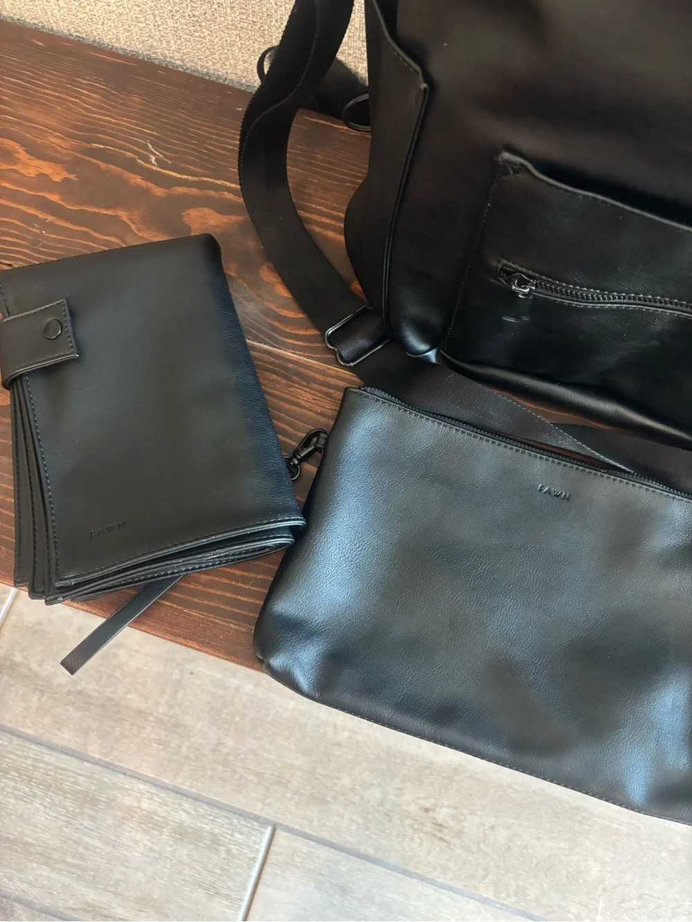 Fawn Design Black Leather Baby Bag with Accessories